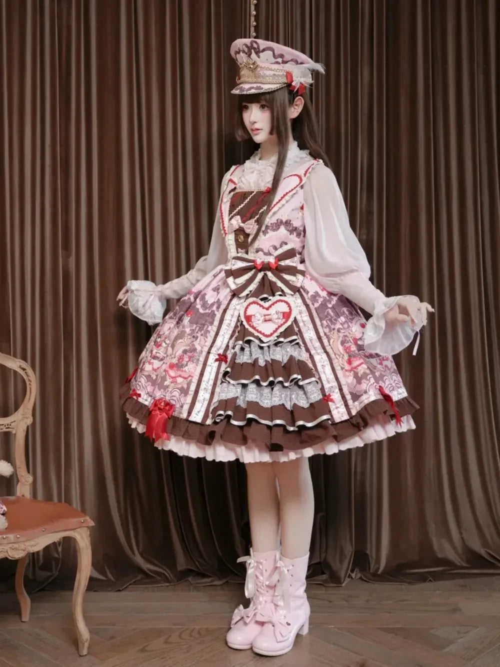Royal Princess Chocolate Sweet Military Lolita JSK and Accessories - image 9