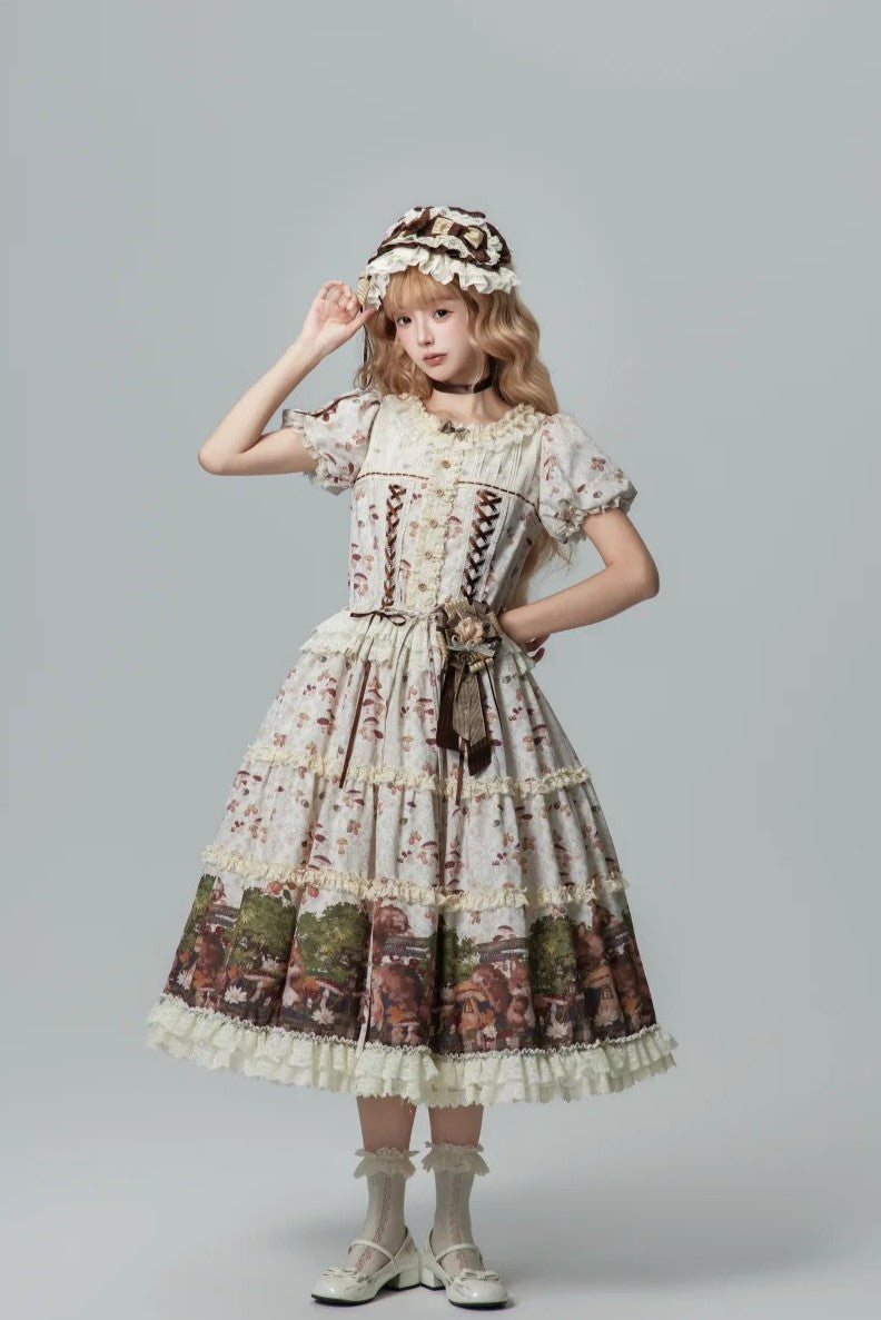 Squirrel Fairytale Cottage - Classic Lolita Long OP Dress and Accessories - image 4