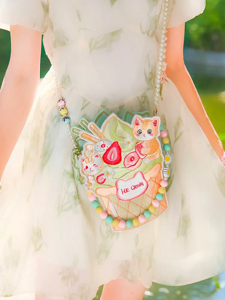 Double-Sided Ice Cream Embroidery Lolita Crossbody Bag - image 2
