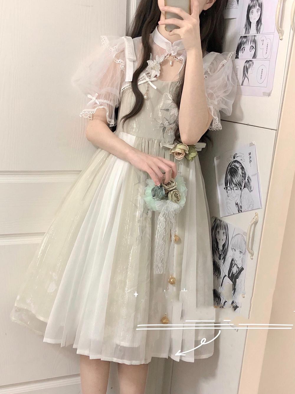 Wind Singing Lily - Qi Lolita Embroidered Dress Suit - image 7