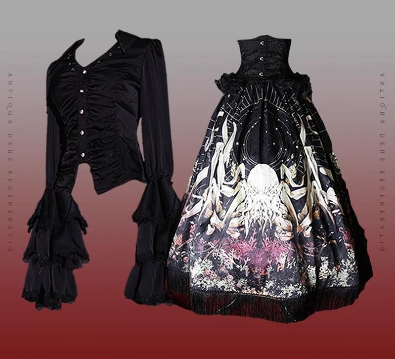 Reborn Ancient God Gothic Lolita Shirt and Skirt Set - image 42