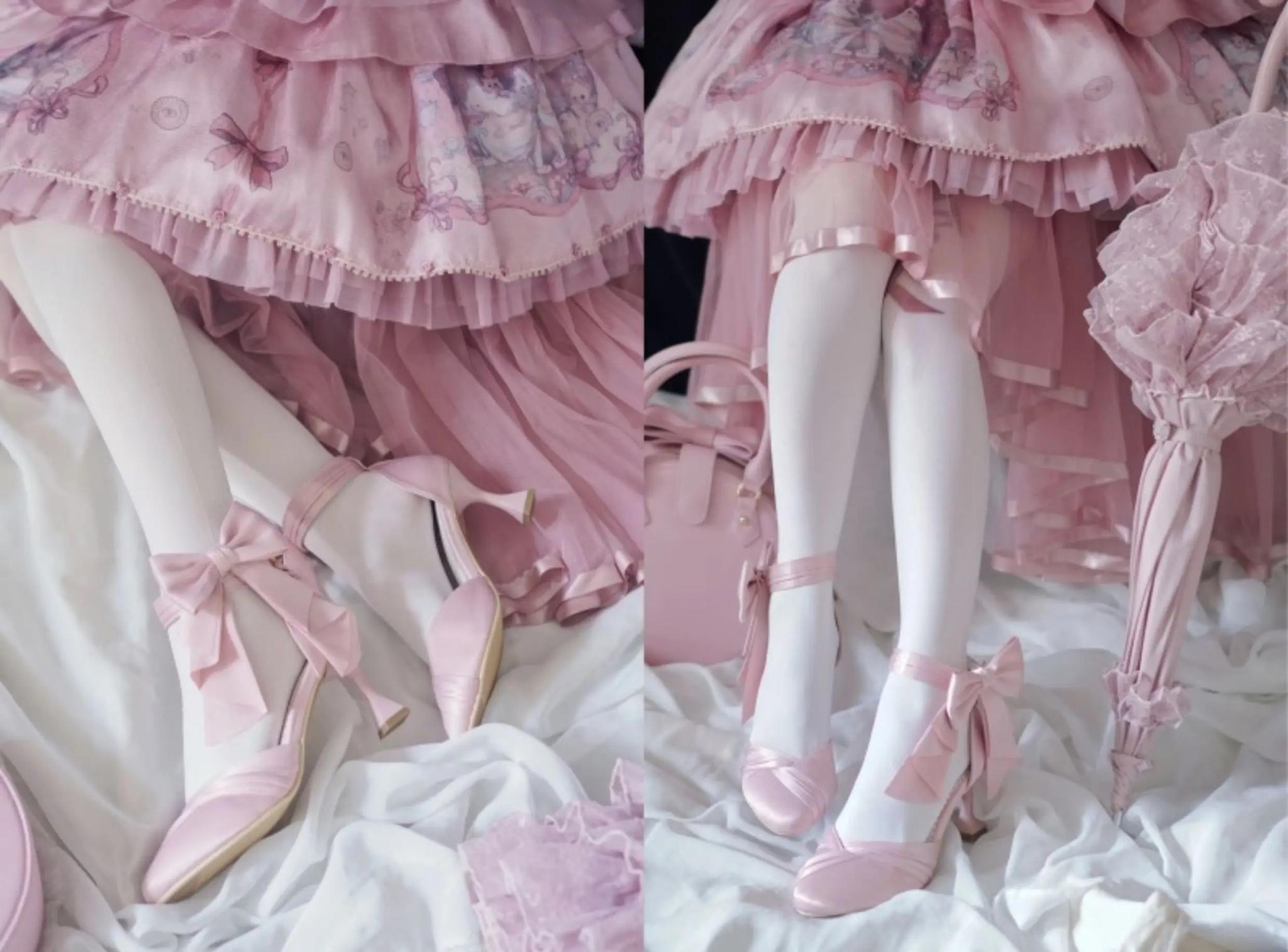 Coronation - Classic Lolita Wine Glass Heel Shoes with Detachable Bows - image 26