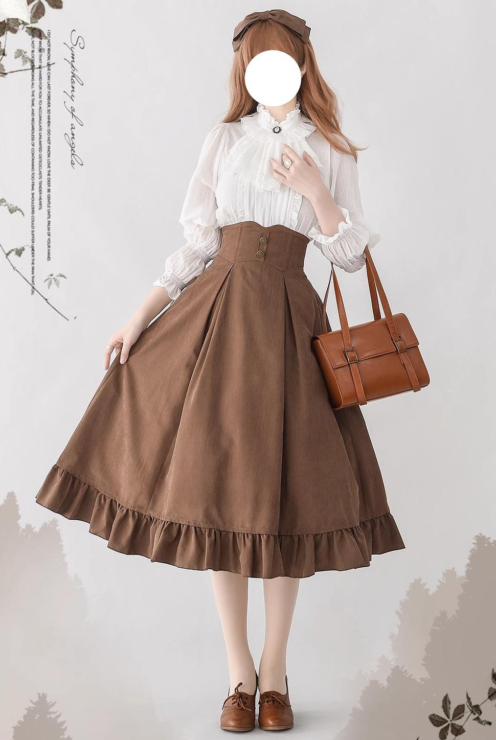 Misty Forest Elegant Vintage Lolita Fishbone Long Skirt and Vest - image 18