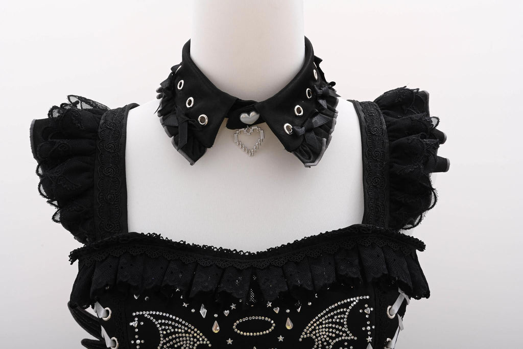 Metallic Angel Black Gothic Lolita Top and Ruffled Skirt Set - image 25