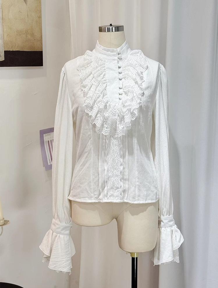 Crow Feather Ode - Ouji Lolita Cotton Linen Shirt and Clock Embroidery Vest Set - image 4