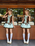 Mint Cocoa Bow Sleeveless Top and Ruffle Lace Skirt Set - image 3