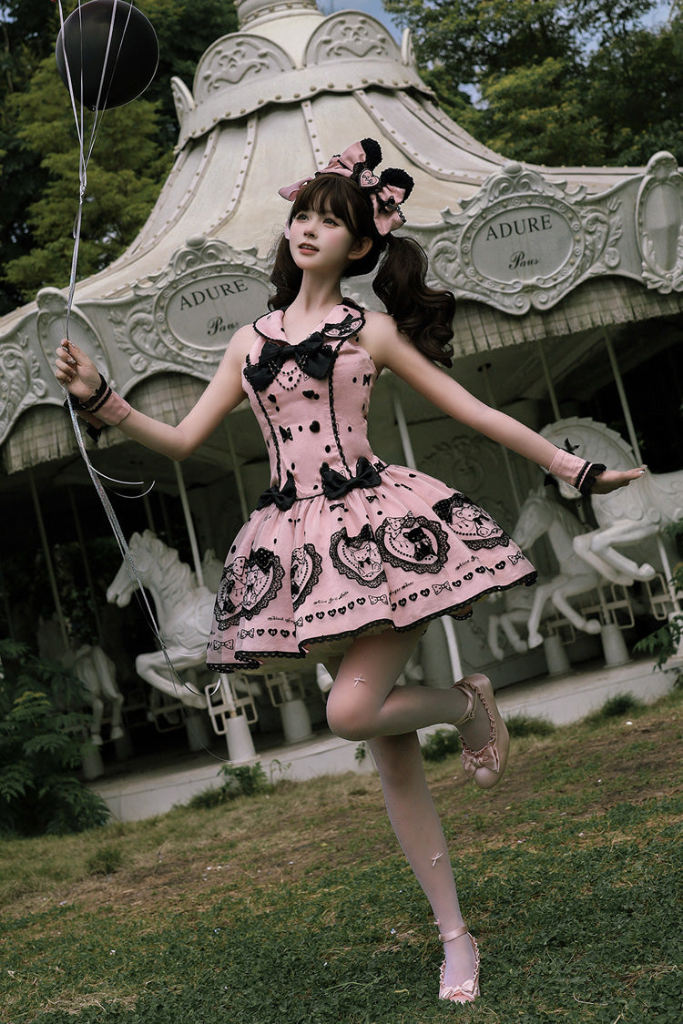 Sugar Bear - Halterneck Sleeveless Embroidered Bow Sweet Lolita Dress - image 7