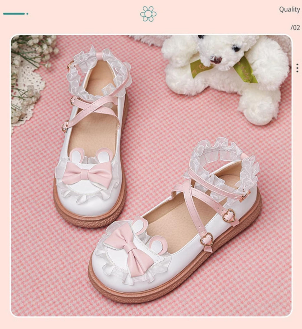 Sweet Bunny - Sweet Lolita Flat Shoes with Ear and Bow Decorations - image 9