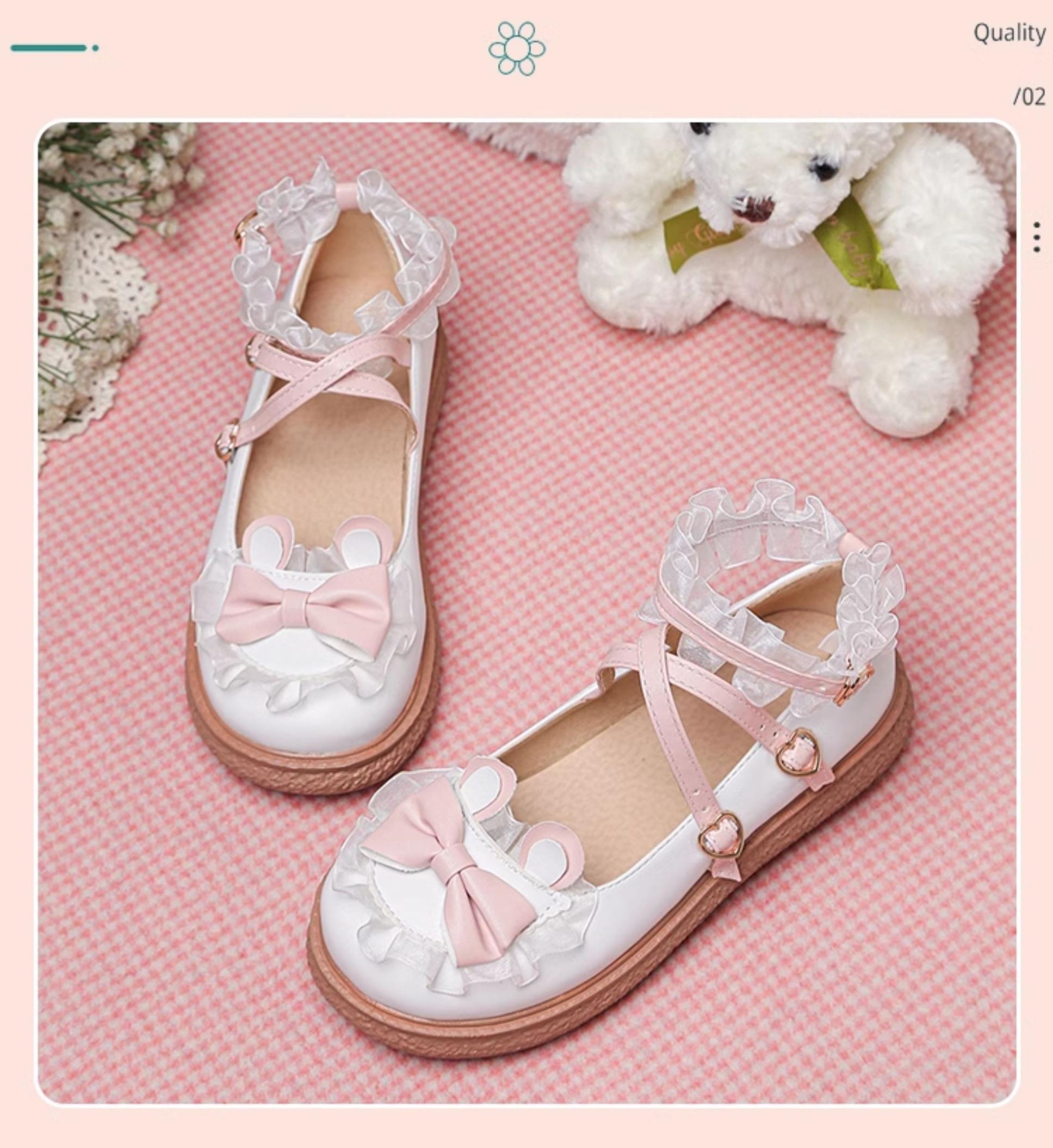 Sweet Bunny - Sweet Lolita Flat Shoes with Ear and Bow Decorations - image 9