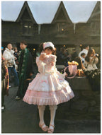 Little Bunny Bakery - Old School Lolita Cotton JSK Dress, Bunny-ear Heart Apron and Accessories - image 11
