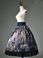 Dark Blue Chess-Print Corset-Waist Lolita Skirt - image 9