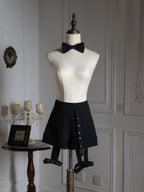 Ouji Style Black Shorts with Buckle Straps - Shi Zhi Mao - image 1