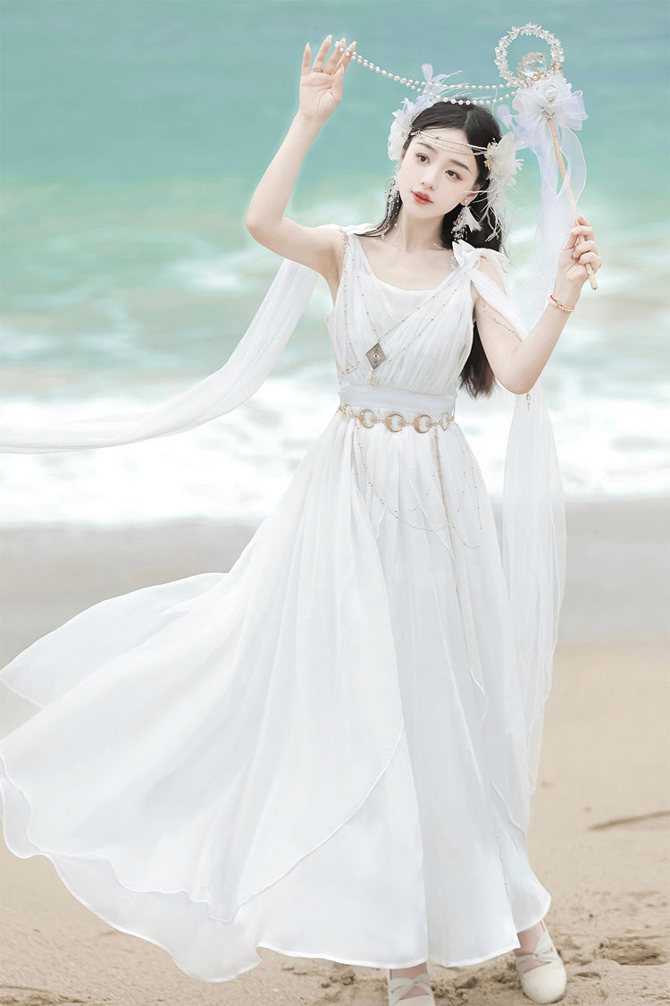 Messenger of God Greek-Inspired Elegant Lolita Long JSK Dress in White - image 12