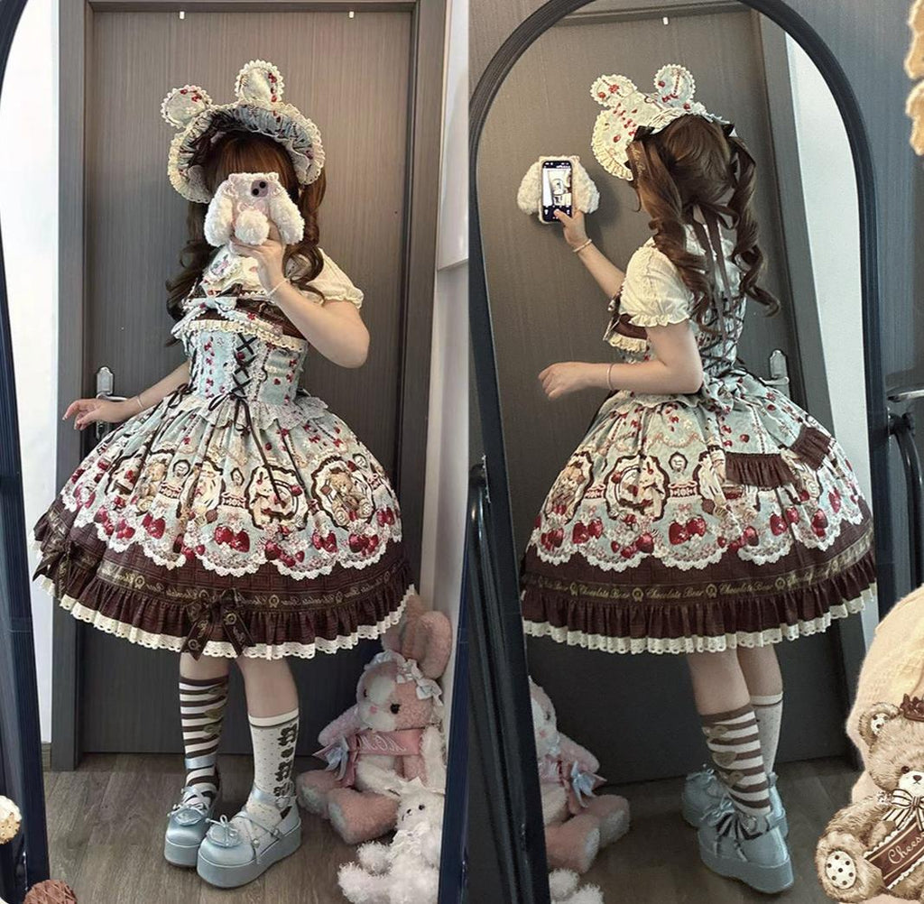 Cookie Treasure Box - Sweet Lolita Dessert Printed JSK Dress with Ribbon Bows - image 11
