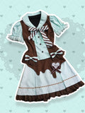 Cocoa Mint Puff Sleeve Top and Ruffle Skirt Set - image 1