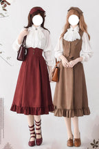 Misty Forest Elegant Vintage Lolita Fishbone Long Skirt and Vest - image 2