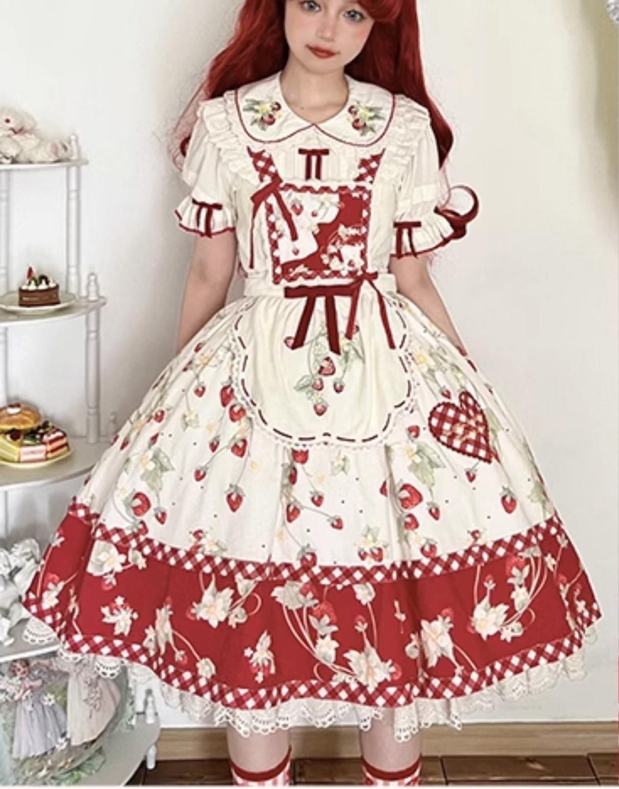 Sweet Lolita Shirt Strawberry Embroidery Ivory Blouse - image 19