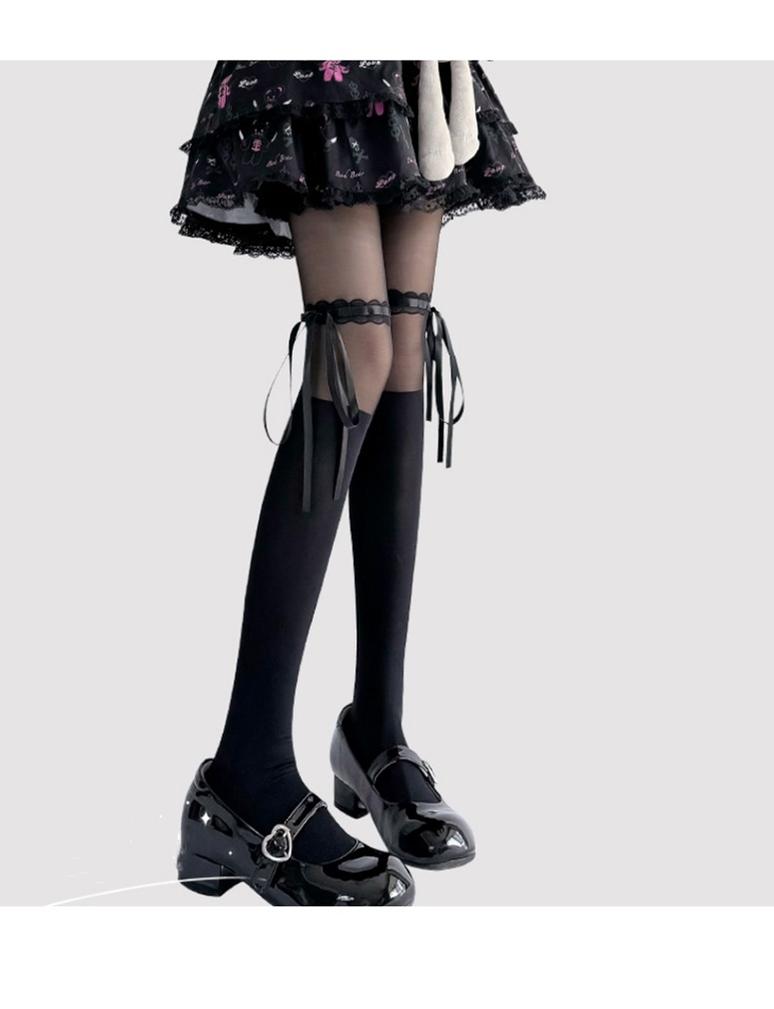 Lace-Splice Lolita Thigh-High Socks - image 11