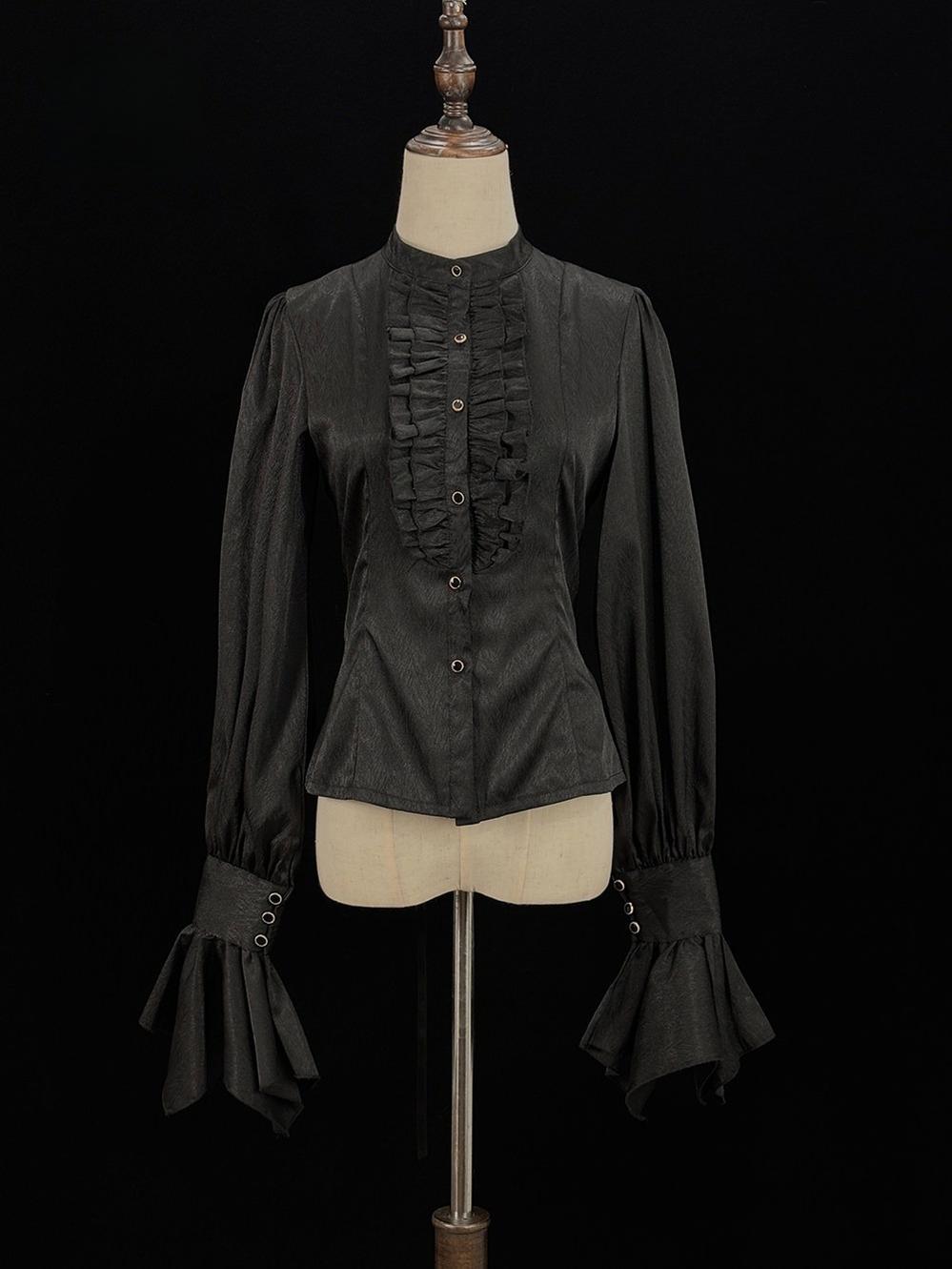 Moonnight Return - Ouji Lolita Stand Collar Shirt with Irregular Cuffs - image 6