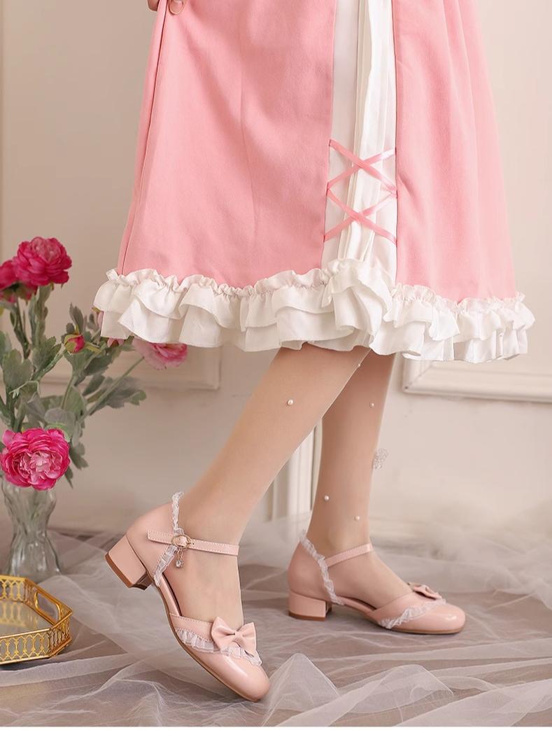Bow-Tie Sweet Lolita Low Chunky Heel Sandals - image 3