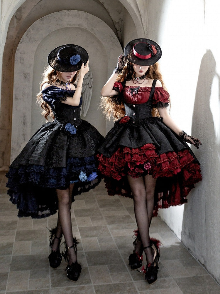 Red Black Gothic Underbust JSK and Off Shoulder Blouse Set - image 7