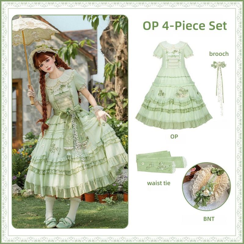 Green Grape - Embroidered Country Lolita OP Dress, Tiered JSK and Accessories - image 30
