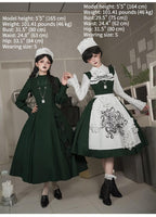 Abyss Clinic - Gothic Lolita Green Dress Set, Embroidery Accent - image 12