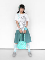 White Crew Neck Tee with Distressed Print - innomoood - image 8