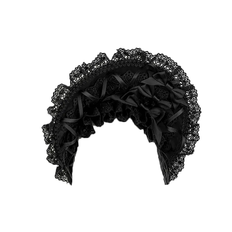Gothic Lolita Lace Bonnet Wide Brim Bow BNT Headwear - image 7