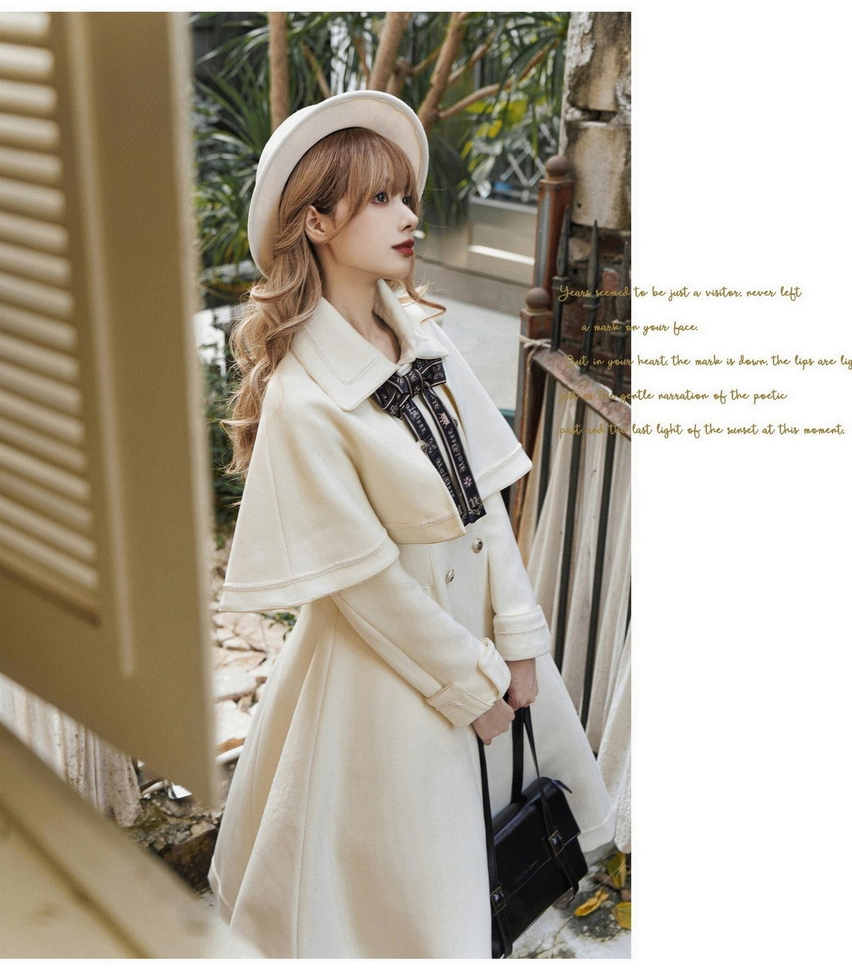 Galaxy Traveler - Classic School Lolita Overcoat with Detachable Cape and Bow - image 15