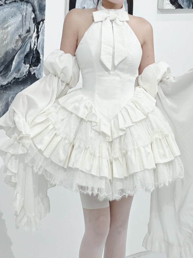 White Cutout Halter Neck JSK Lolita Dress | Diamond Honey - image 5