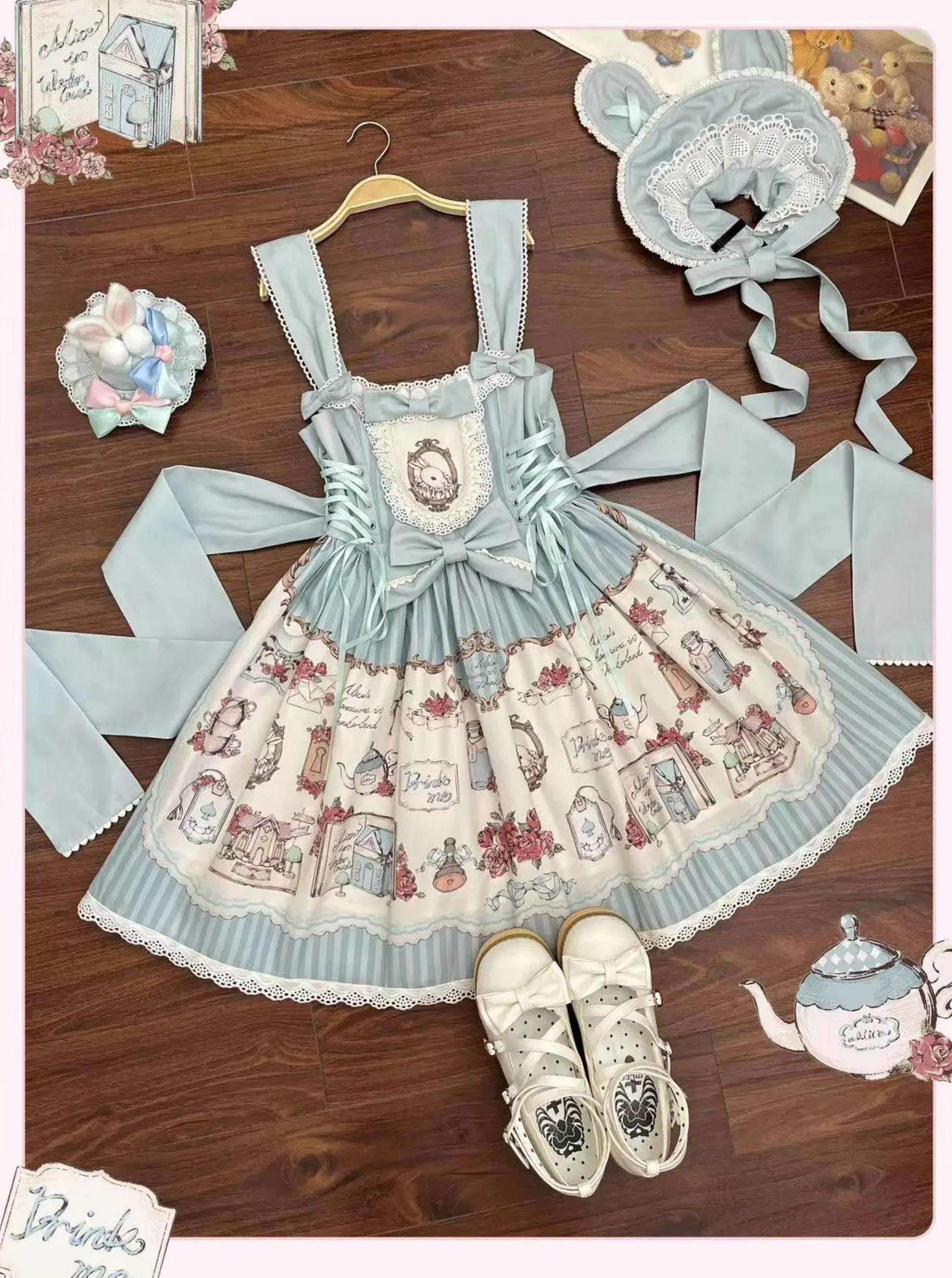 Rabbit Collection Box - Bunny Print Kawaii Lolita JSK Dress, 3 Colors - image 18