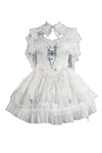 Spider Gothic Lolita Vest, Corset, Mini Skirt and Brooch Set in White - image 3
