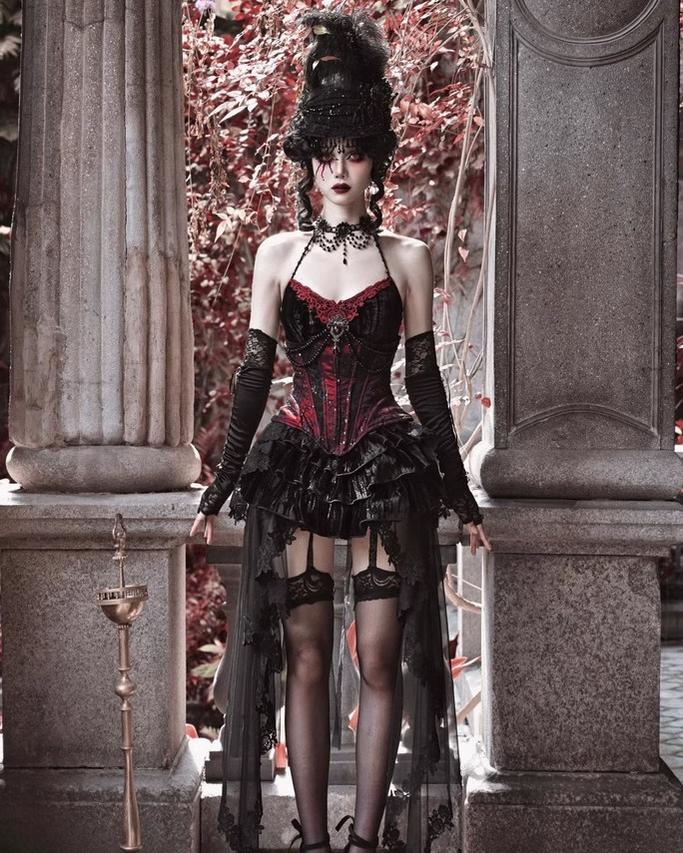 Duchess - Velvet Gothic Lolita Dress, Corset & Skirt - image 2