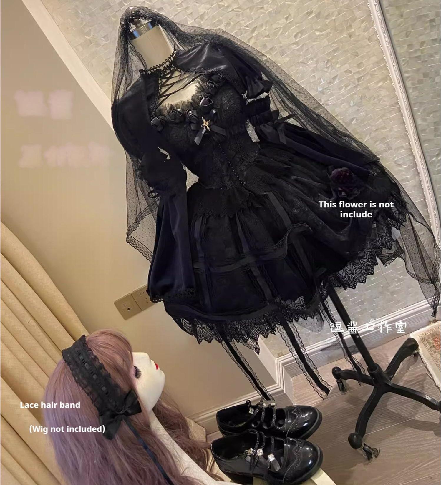 Rose Cage - Gothic Lolita Black Suspender Dress - image 15
