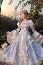 Letter Paper - Long Sweet Lolita JSK Dress in Blue - image 2