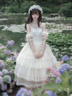 Beige Thin Strap Princess Lolita Long JSK Dress - image 4