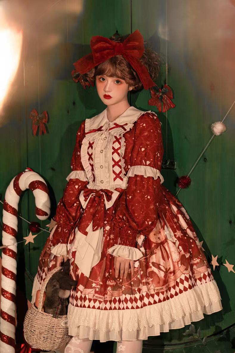 Bear Gift - Sweet Lolita OP Dress and Short Cape - image 12