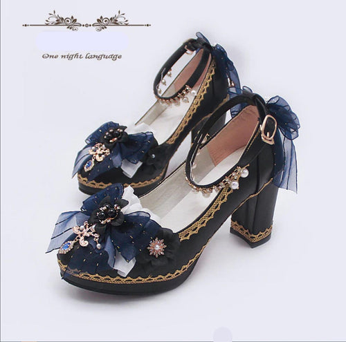 Bright PU Wedding Lolita Thick High Heels - image 2