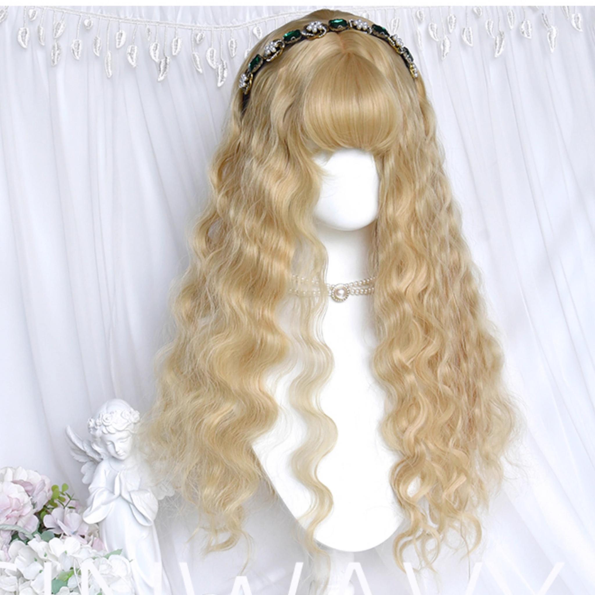 Black Gold Girl - Elegant Lolita Wig Golden Long Curly Hair - image 6