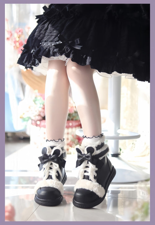 Bear Dada - Winter Kawaii Lolita Boots, Plush Accent - image 1