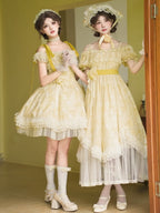 Butterfly Print Light Yellow Off-Shoulder Lolita OP Dress - image 9
