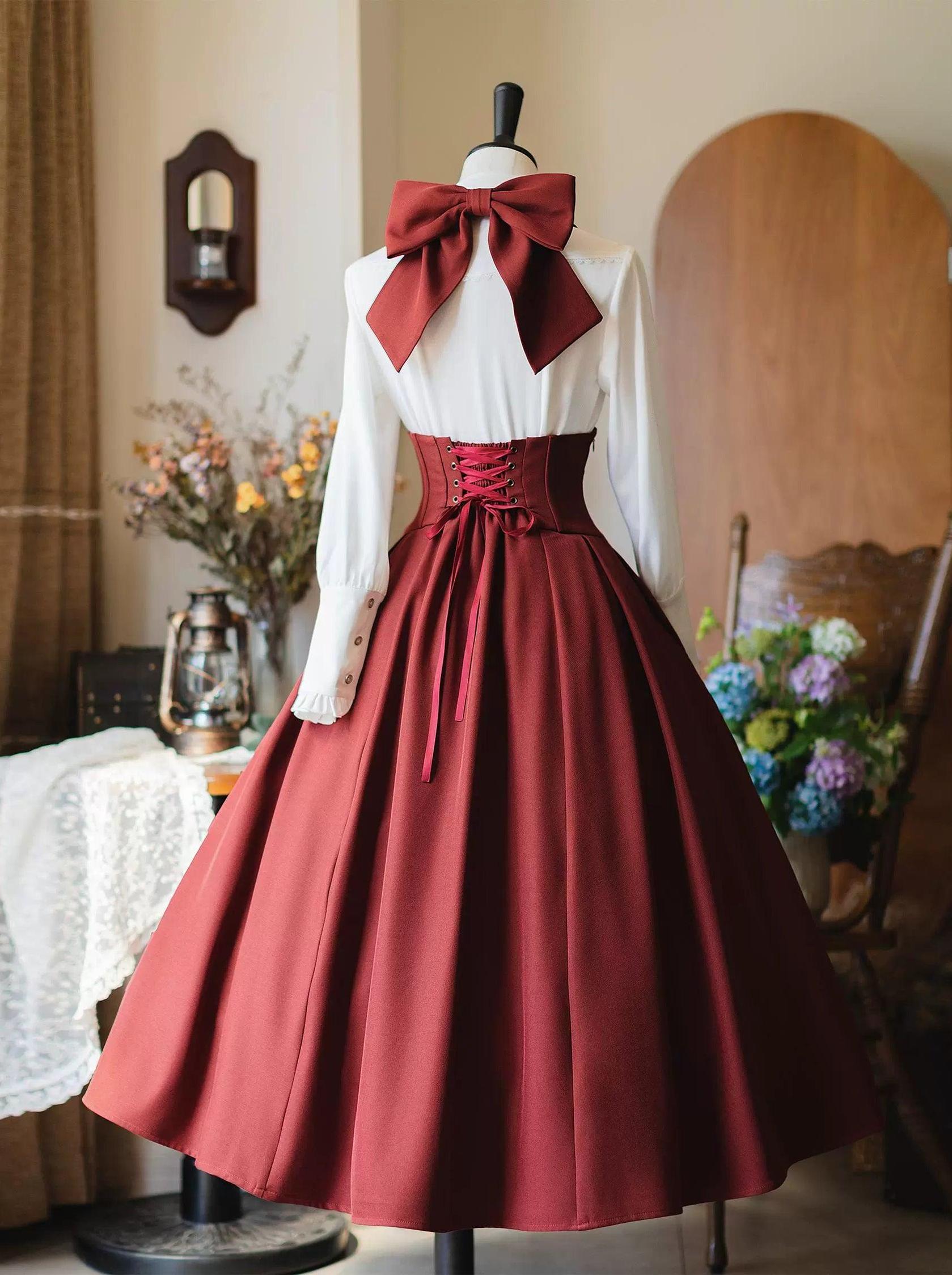 Vintage Lolita Fishbone Halter Skirt and Autumn Jacket - image 4