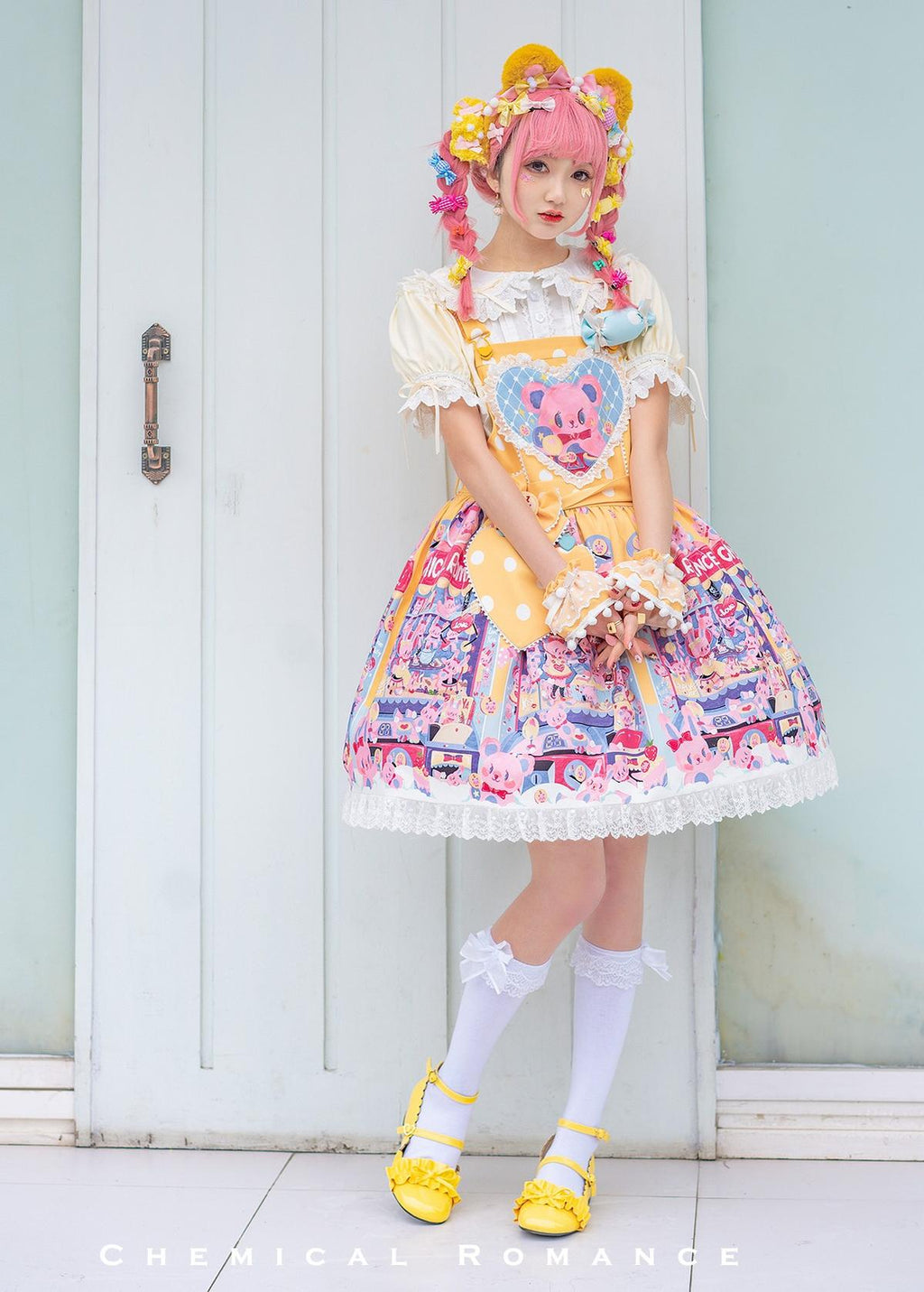 Sweetheart Doll Machine - Sweet Lolita Printed Salopette - image 25