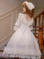 All White High-Waist Shiro Lolita Short-Sleeve Dress - image 2