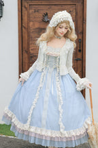 Island Diary - Square Collar Flutter Sleeves Triple-Layered Ruffled Lace-Up Sweet Lolita JSK Dress 2 Versions - image 12