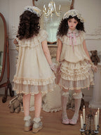 Beige Rosette Jacquard Lolita OP Dress with Layered Ruffles - image 6