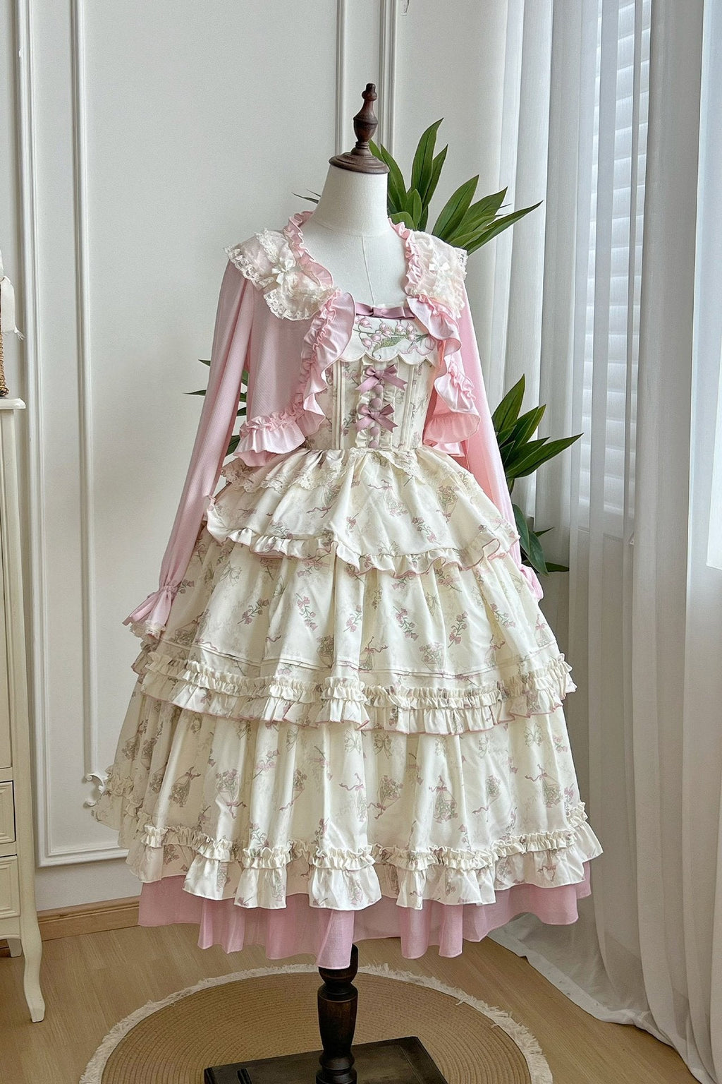 Fragrant Old Dream - Pink Bellflower Lolita OP and JSK Dress - image 10