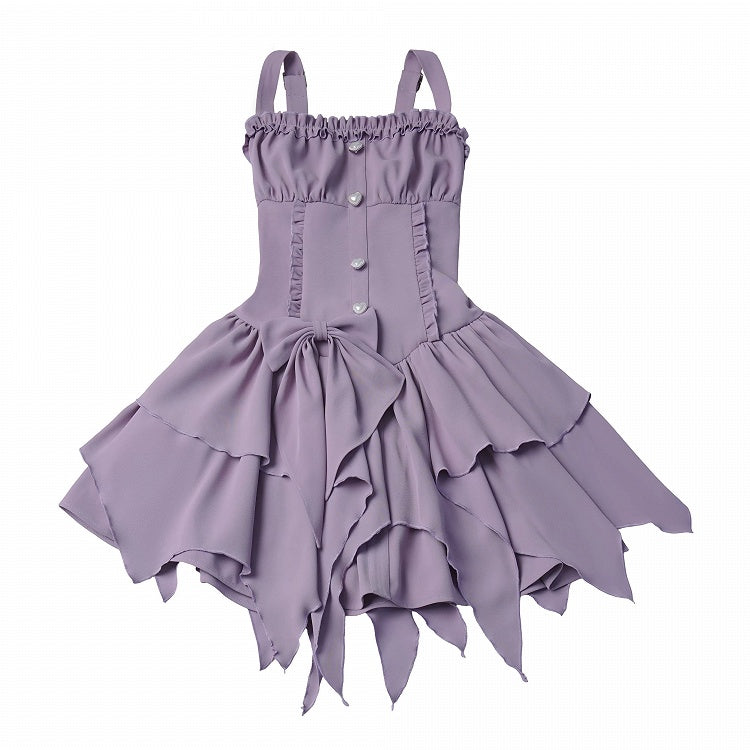 Purple Asymmetric Cami Dress with Ruffle and Bow - image 2