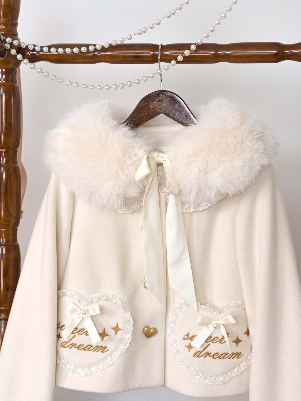 Milk Puff - Winter Fleece-Lined Sweet Lolita Coat, Detachable Collar Collection - image 17
